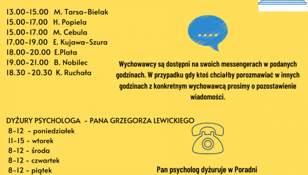 OGŁOSZENIE - DYŻURY ON-LINE