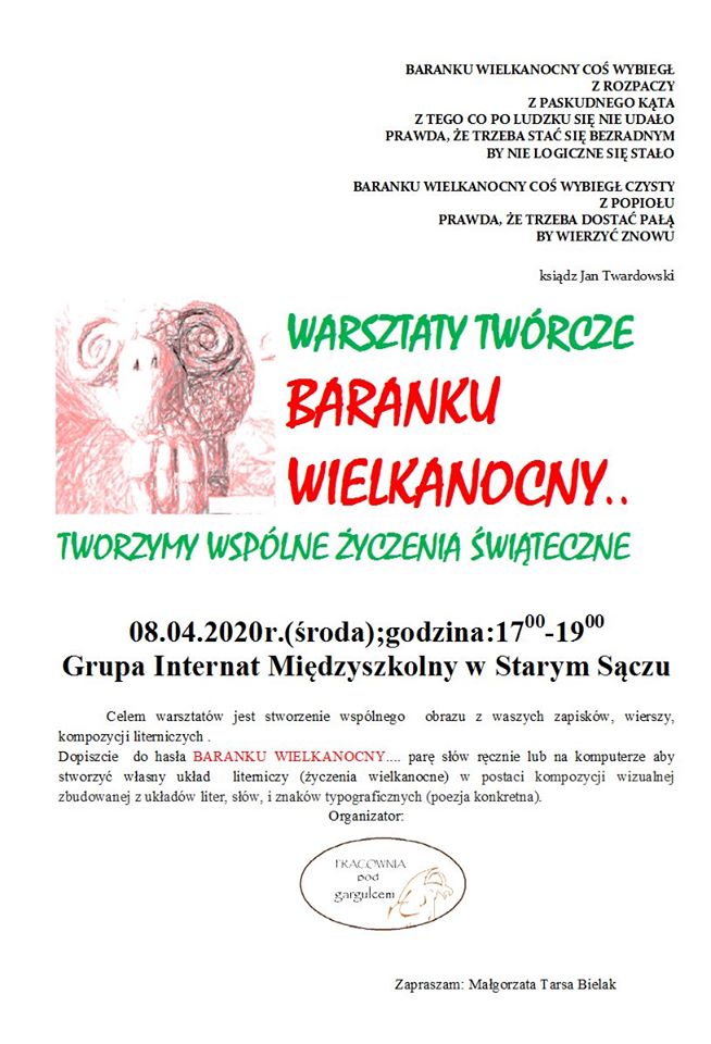 WARSZTATY TWÓRCZE BARANKU WIELKANOCNY #zostanwdomu