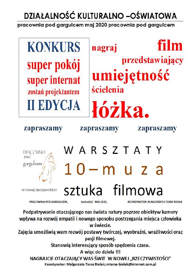 KONKURSY,DZIAŁANIA ARTYSTYCZNE-MAJ 2020 #zostanwdomu