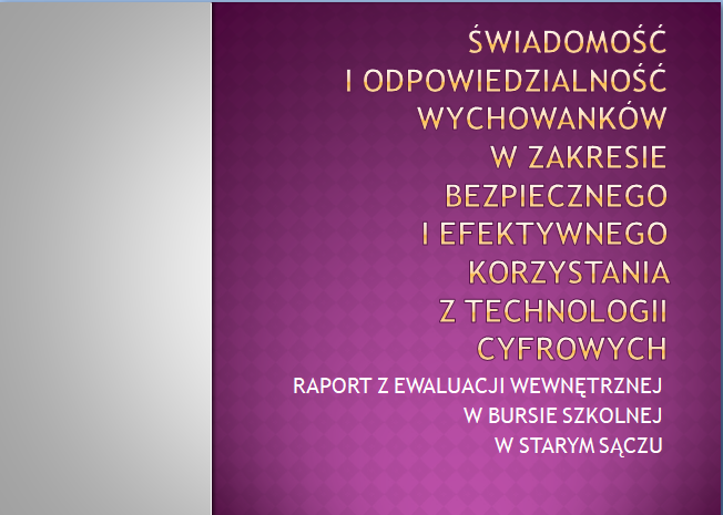 Raport z ewaluacji wewnętrznej w Bursie Szkolnej w Starym Sączu