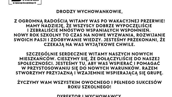 Drodzy Wychowankowie