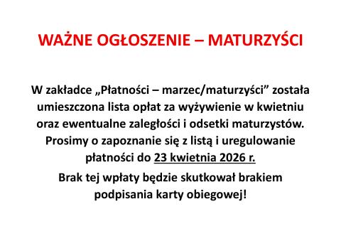 Ważne ogłoszenie dla maturzystów
