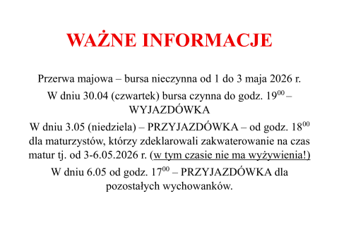 Ważne informacje!